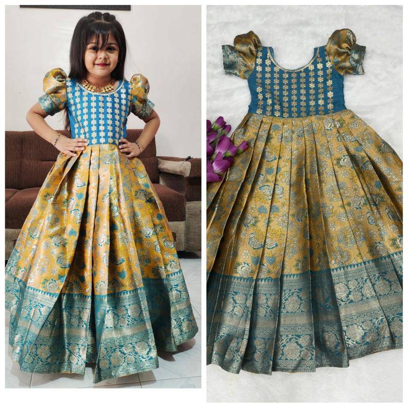 KIDS GOWN kanjivaram silk Wholesale kids designer clothing Mumbai